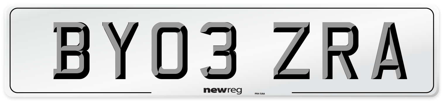 BY03 ZRA Number Plate from New Reg